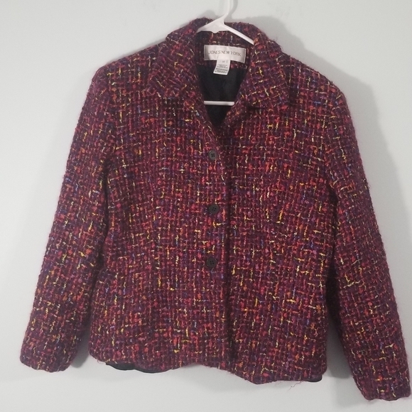 Jones New York Button Down Woven Multicolor Speckle Girls Jacket. Size 16 - Picture 1 of 5